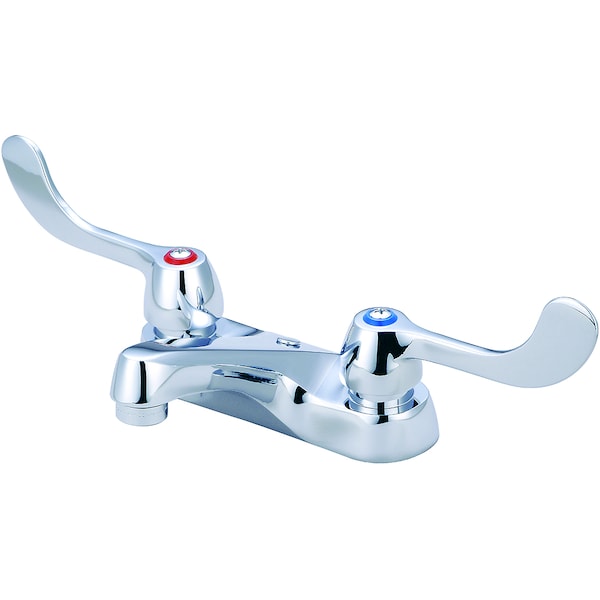 Two Handle Bathroom Faucet, NPSM, Centerset, Polished Chrome, Center-Center Fitting Size: 4"